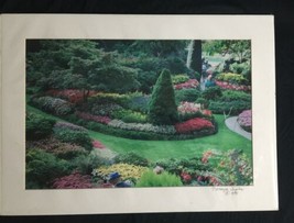 Matted 18" x 12" Color Photograph Butchart Gardens Canada Green image 1