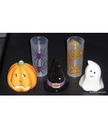 Lot Of 5 Halloween Tea Light Candle Holders Ghost Witch Pumpkin Spiders ... - $7.75