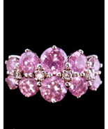 Vintage Sterling Ring / Pink topaz / pink ice -Cocktail cluster / size 7... - $95.00