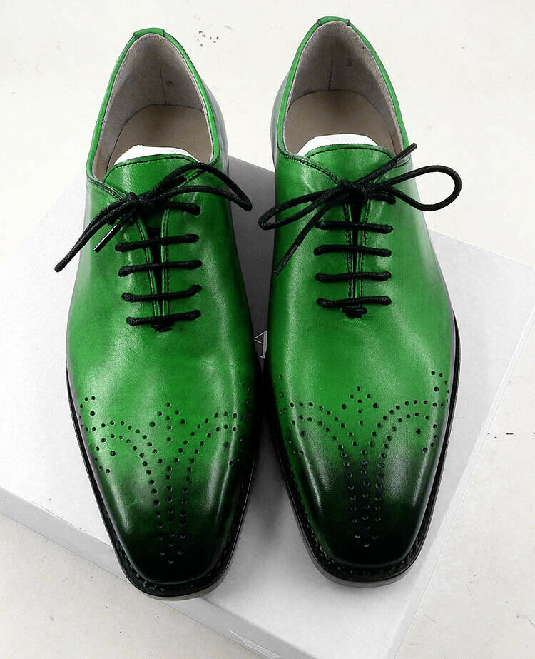 Mens Burnished Green Tone Stylish Fashion Premium Leather Oxford Lace