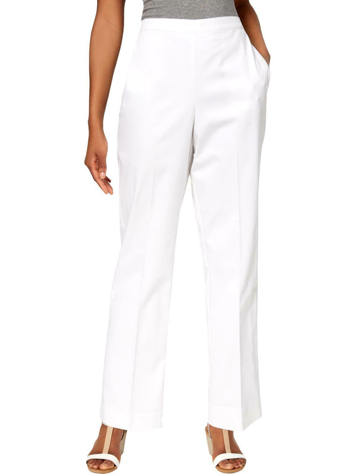 ALFRED DUNNER White Seas the Day Pull-On Pants, Proportioned Medium ...