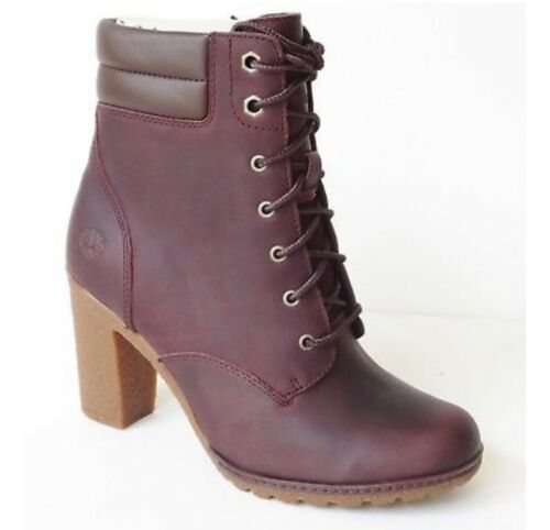 Timberland Women's Tillston High Heel Burgundy Leather Boots Style ...