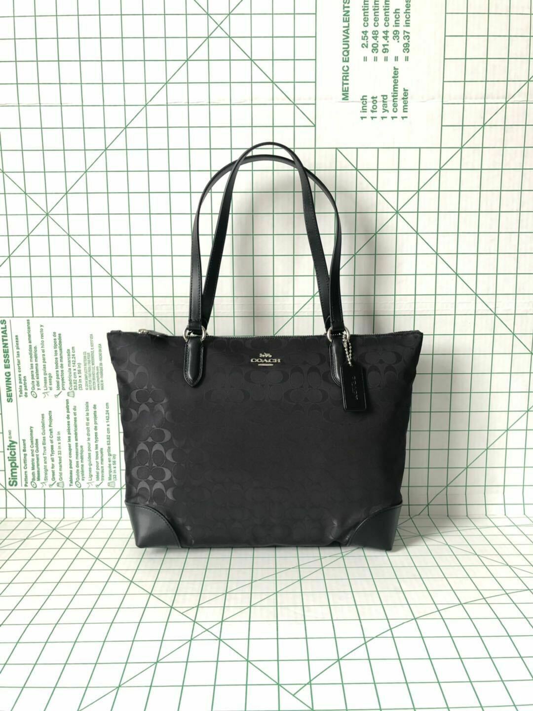 Coach F73184 Signature Nylon Zip Top Tote Shoulder Bag Various Colors - Women&#39;s Handbags & Bags
