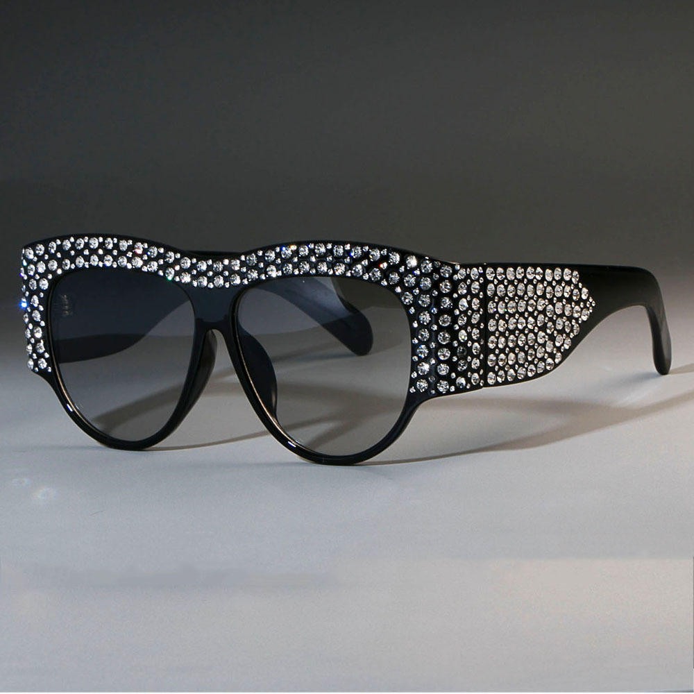 45482 Luxury Square Sunglasses Women Oversized Rhinestone Frame Bling Glasses Fa Sunglasses