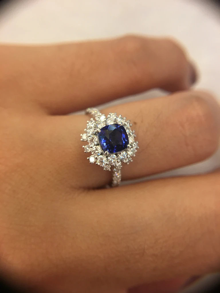 Unique Double Chanel Halo Set Sapphire Simulants Engagement ring,Silver Ring,
