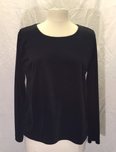 CW Sport women&#39;s top solid black velvet velour long sleeved size M Medium - $4.00