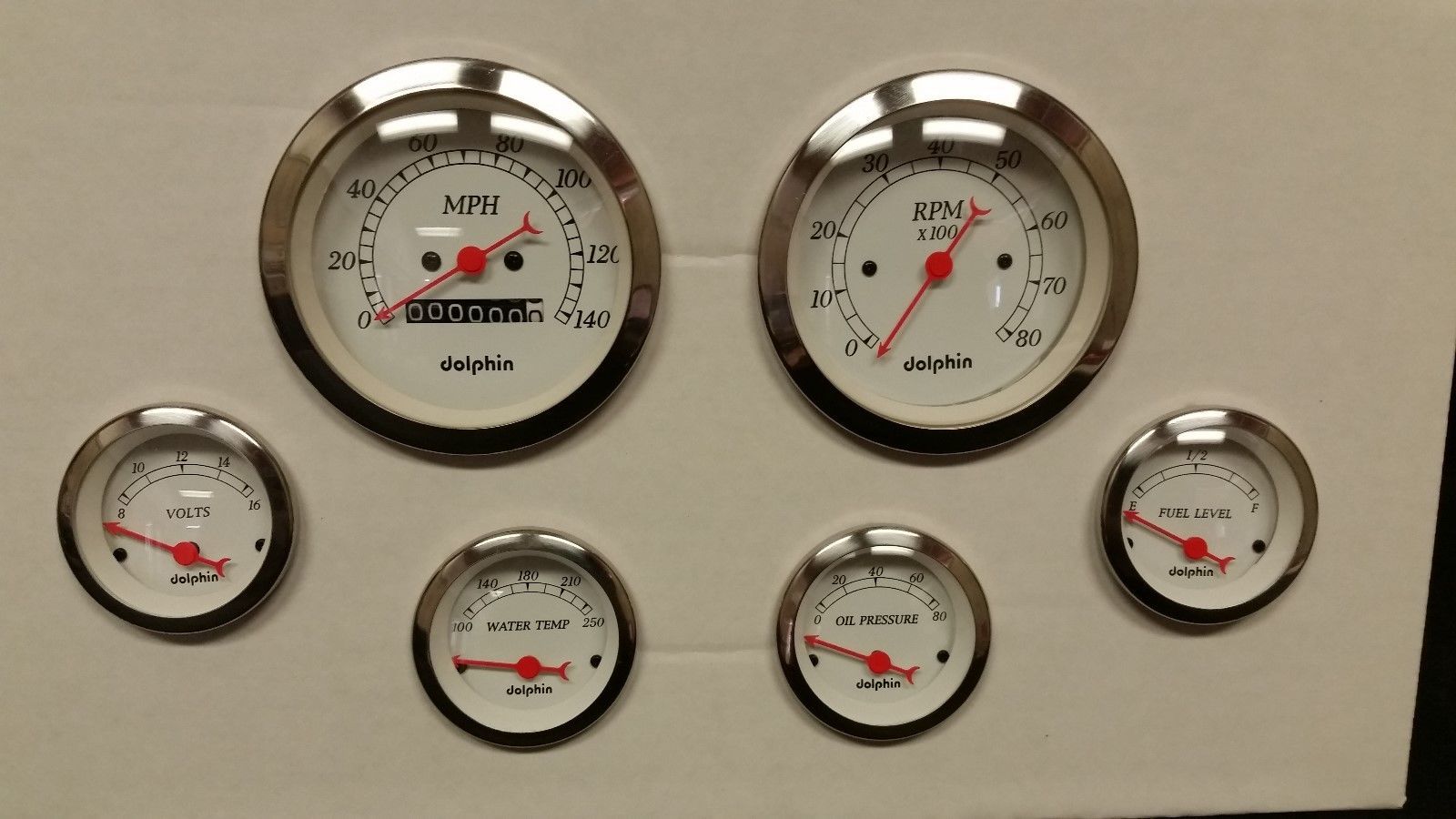 6 gauge WHITE mechanical speedometer set STREET ROD HOT ROD, UNIVERSAL