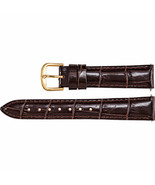 Ladies 12mm Regular Brown Leather Alligator Grain Padded Strap Band - $30.33