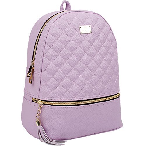 Copi Women's Simple Design Fashion Quilted Casual Backpacks Violet ...