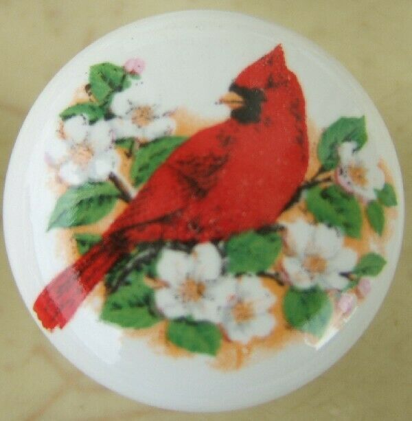 Ceramic Cabinet Knobs W/ Cardinal #3 w/ Dogwood domestic