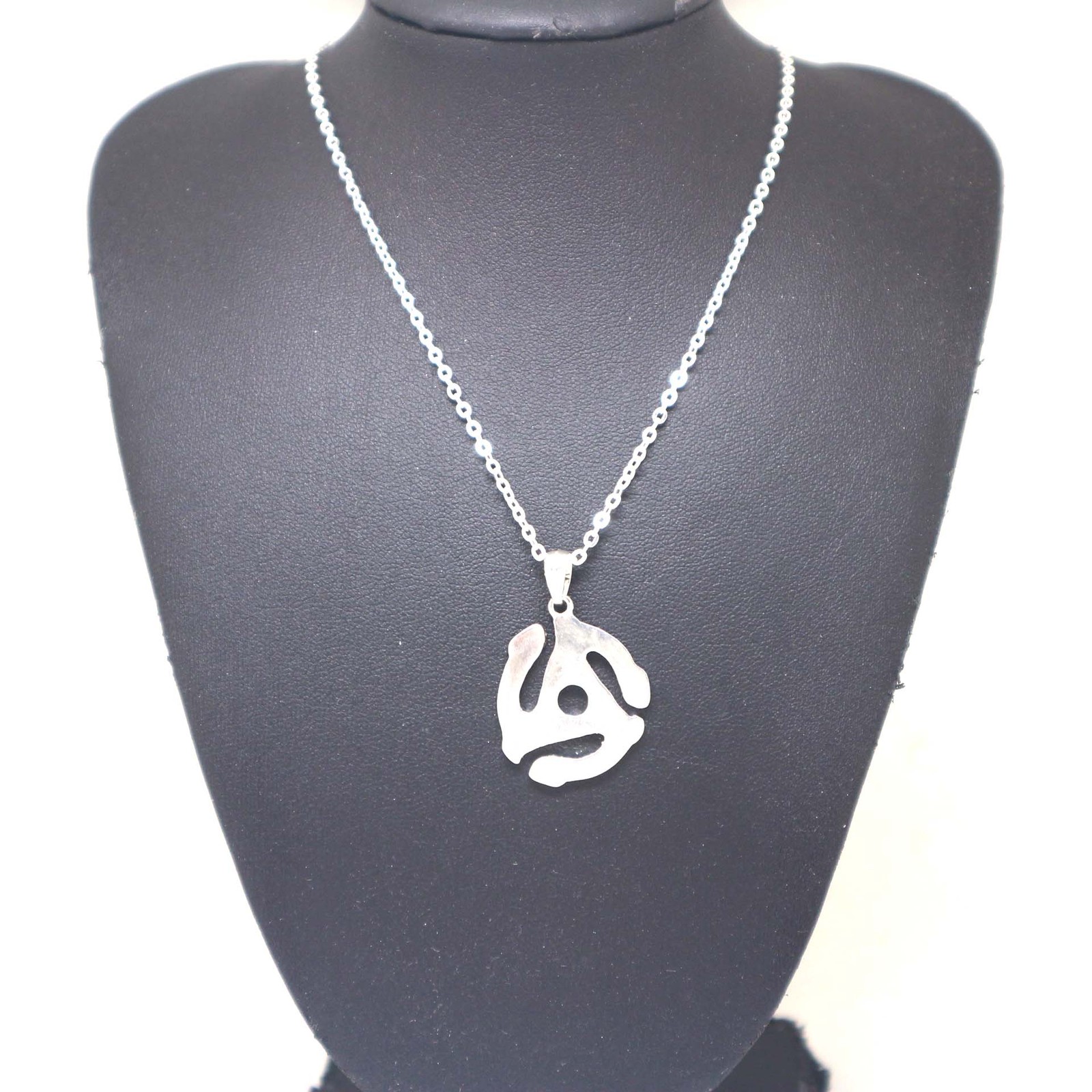 Handmade Sterling Silver 925 Music 45 Rpm Record Adapter Necklace