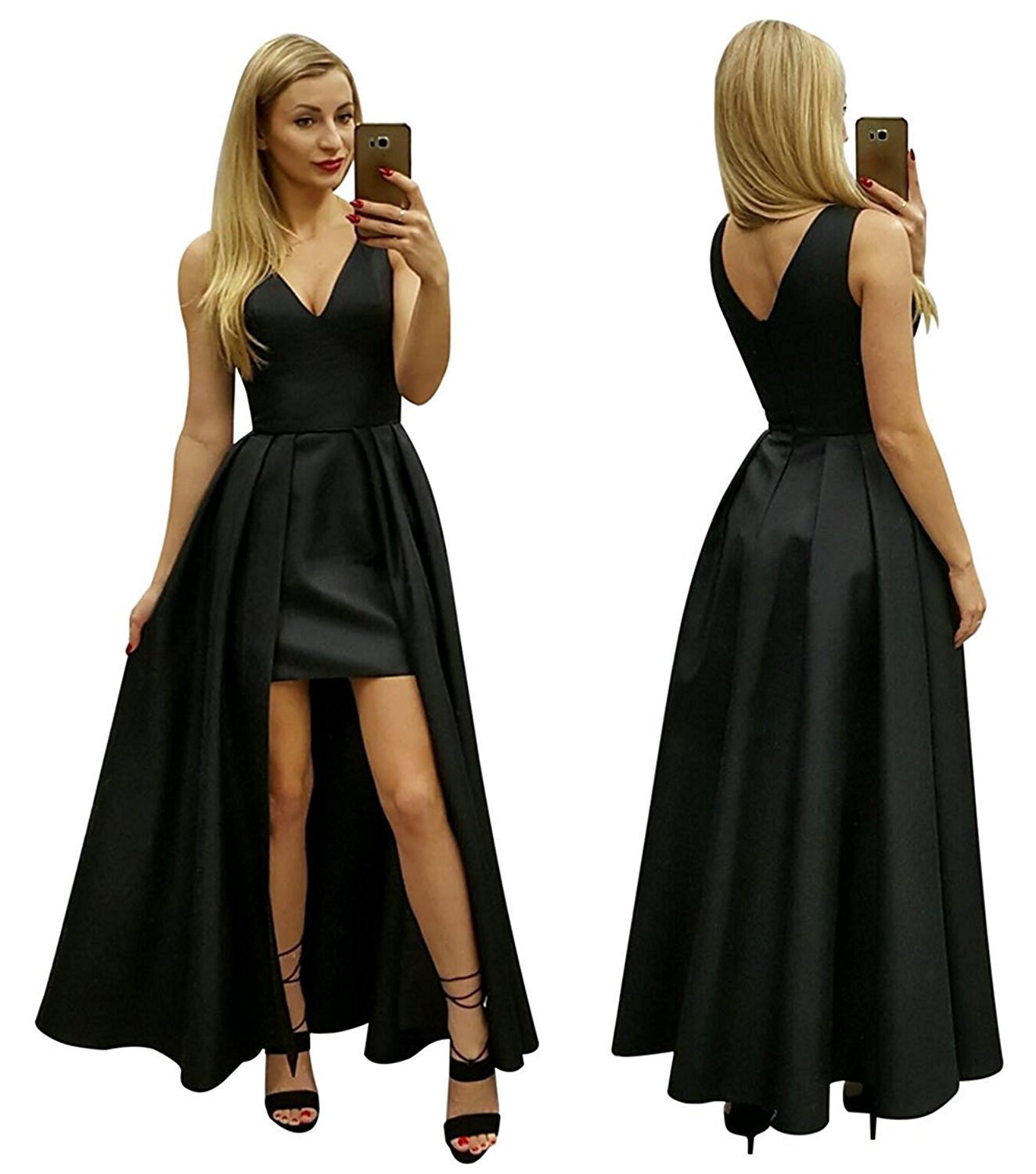 Womens High Low Satin Prom Dress Sexy V And Similar Items 8382