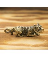 Brass Tiger Figure Charm Collectible Statue Vintage Metal Animal Sculpture - £11.79 GBP