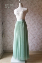 LIGHT GREEN Full Length Maxi Tulle Skirt Plus Size Wedding Bridesmaid Skirts image 10
