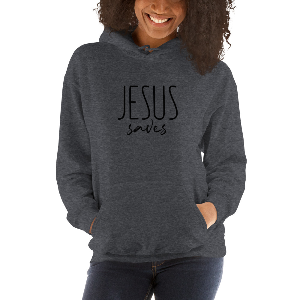 Jesus Saves-Unisex Hoodie black print (Christian design/minimalist ...
