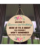 Custom birthday round wooden sign, personalized birthday gift for her - $28.99+