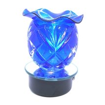 Crystal Clear Royal Blue Diamond Glass Design Plug-in Aroma Warmer and Night Lig - $19.35