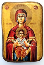 Wooden Greek Christian Orthodox Wood Icon of Virgin Mary Eleftherotria / A0 - $8.81