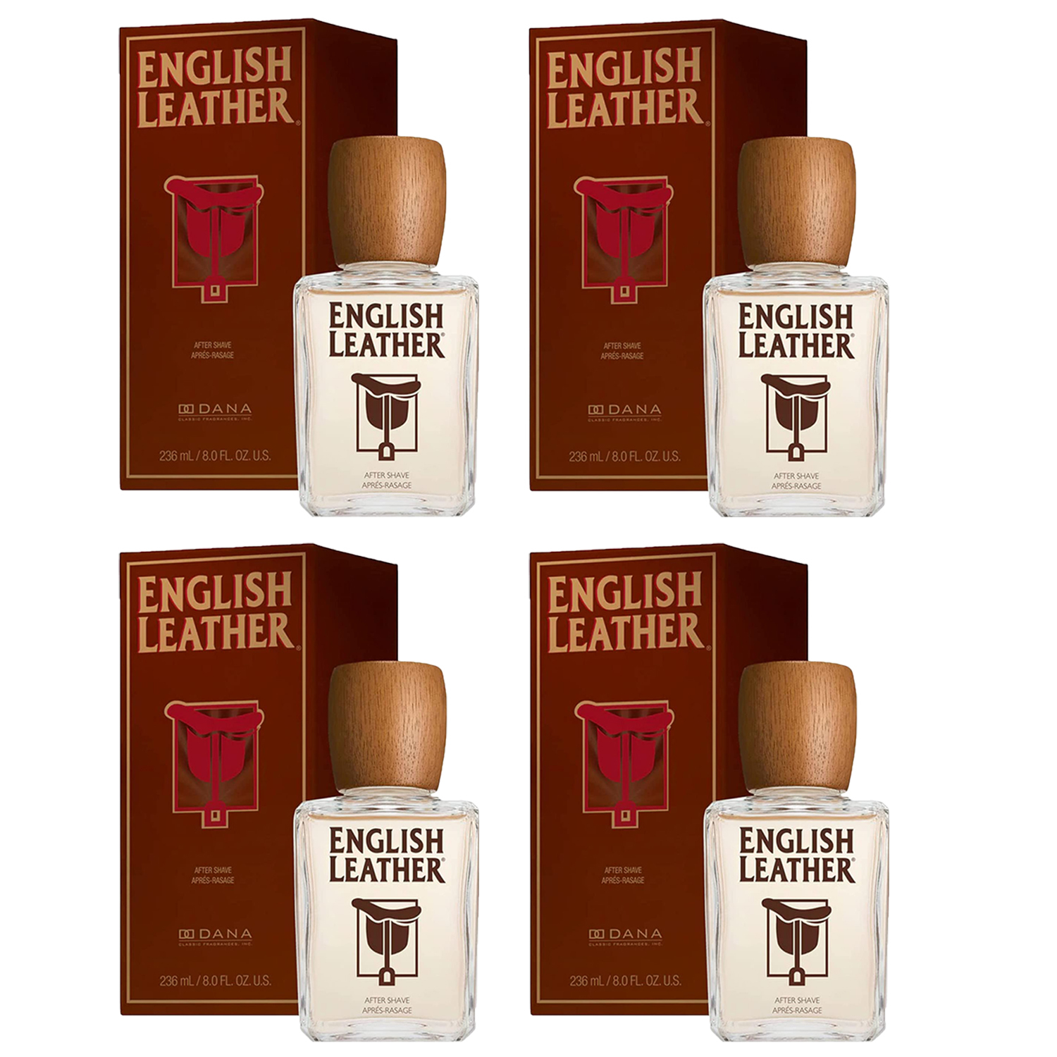 Pack of (4) New ENGLISH LEATHER by Dana for Men After Shave Splash, 8 Ounce