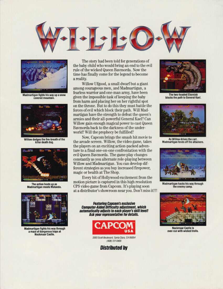 Willow Arcade FLYER Original NOS 1989 Video Game Movie Promo Art
