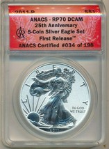 2011-P American Silver EAGLE-FROM 5 Coin Set Reverse PROOF-ANACS RP70DCAM-#'D! - $419.95