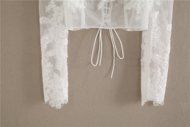 Wedding Long Sleeve Off Shoulder Crop Lace Top Plus Size Floral Lace Bridal Top image 6
