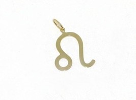 18K YELLOW GOLD ZODIAC SIGN PENDANT, ZODIACAL FLAT CHARM, LEO LION MADE IN ITALY image 1