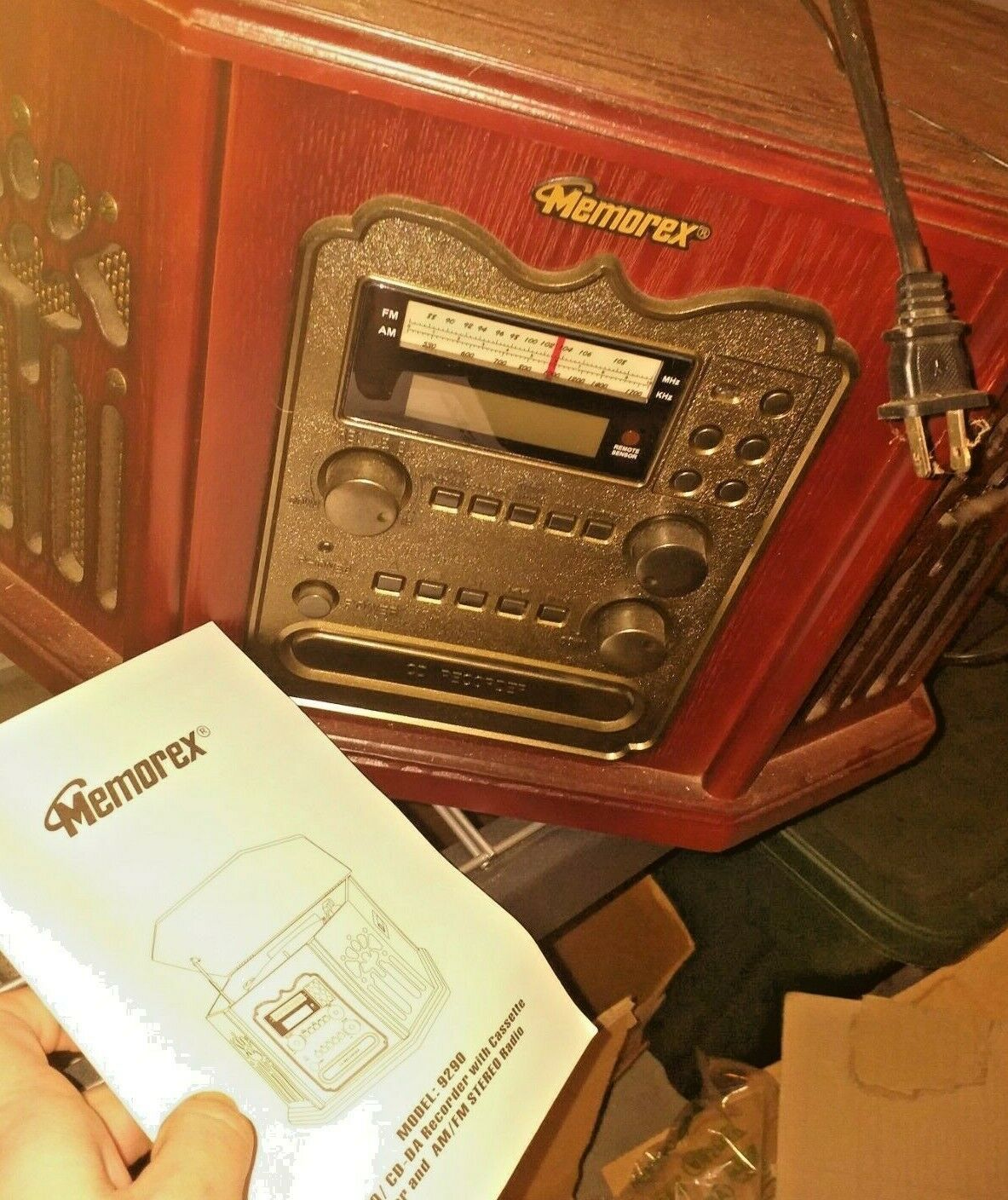 New Memorex Wooden Cassette CD Record Player Am FM Radio Stereo 9290