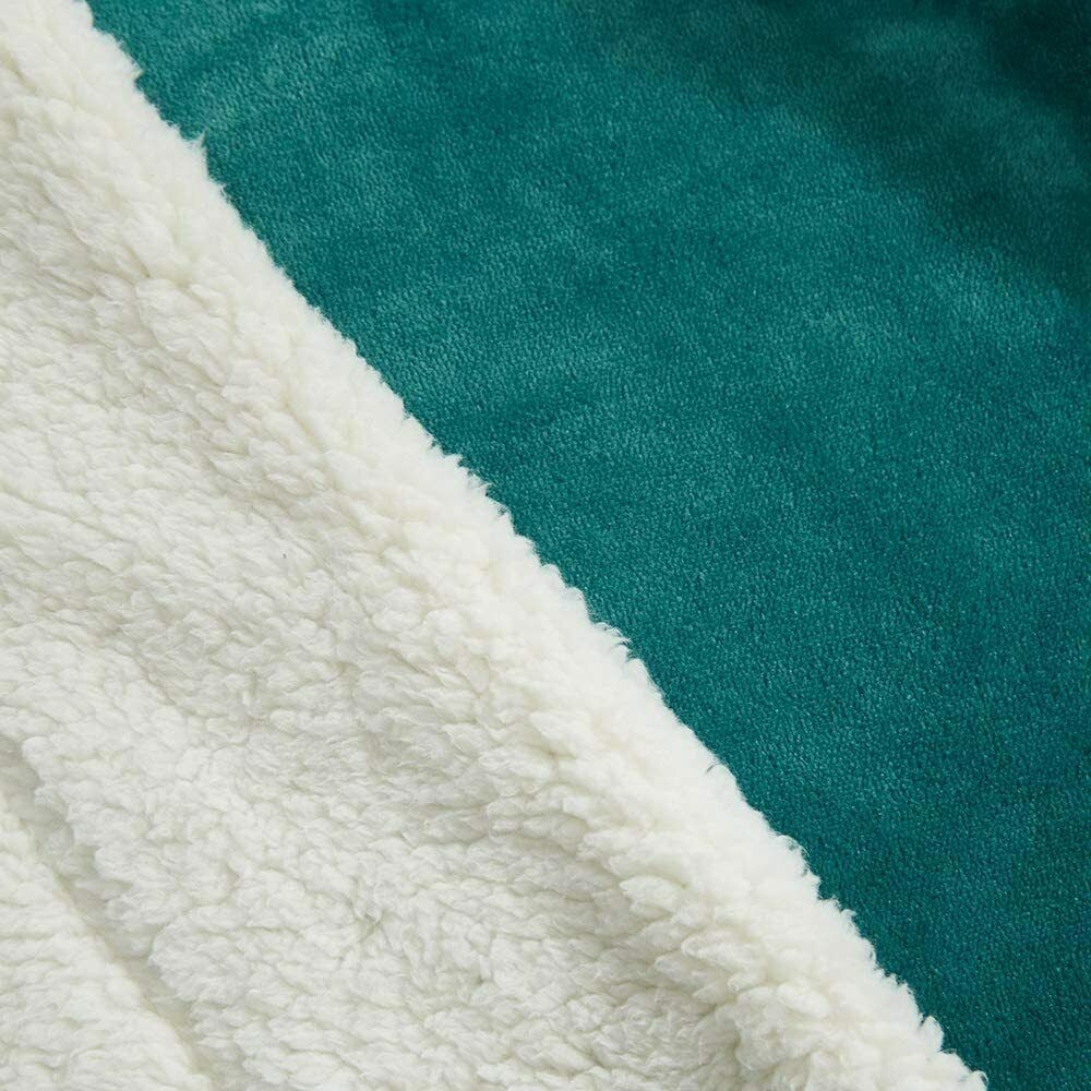 Nice! Blanket Plush Sherpa Fleece Dark Green 50x60" Throw Home Decor
