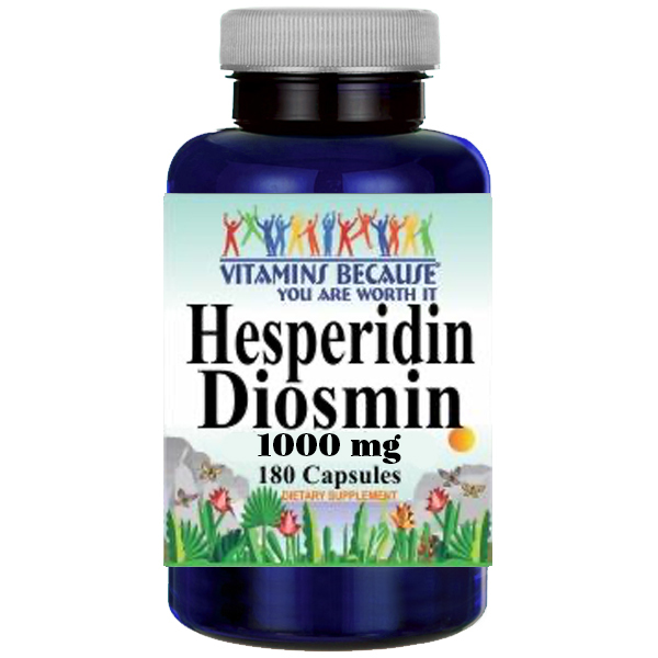 Hesperidin Diosmin 50mg/450mg 180 Caps by Vitamins Because 1000mg per 2 caps