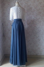 Dusty Blue Full Maxi Skirt Dusty Blue Chiffon Bridesmaid Skirt Wedding Outfit image 4