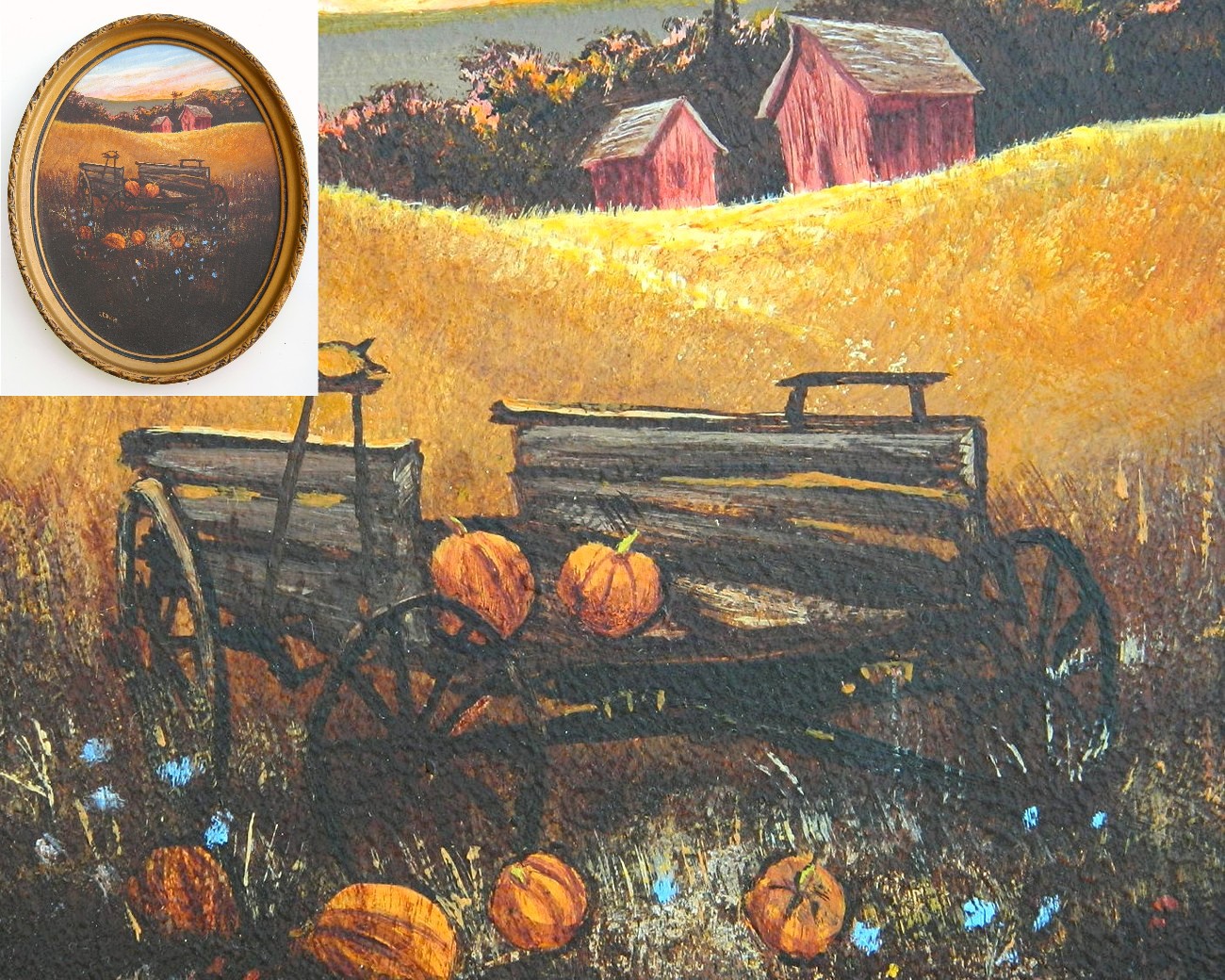 Amish Country Farm Original Painting Wisconsin Grieger Fall - Paintings