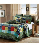 Queen Lake &amp; Lodge Life 3pc Quilt Set Colorful Country Cabin Bedding - $54.45