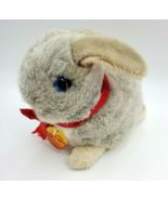 Vintage Steiff Grey Bunny &quot;Snuffy&quot; w/ neck &amp; button 2911/18, 7&quot; tall red... - $29.67