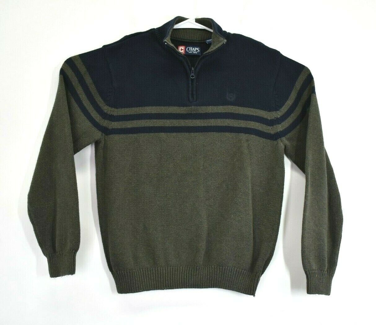 Chaps Men's Large Long Sleeve 1/4 Neck Pullover Knit Sweater Cotton