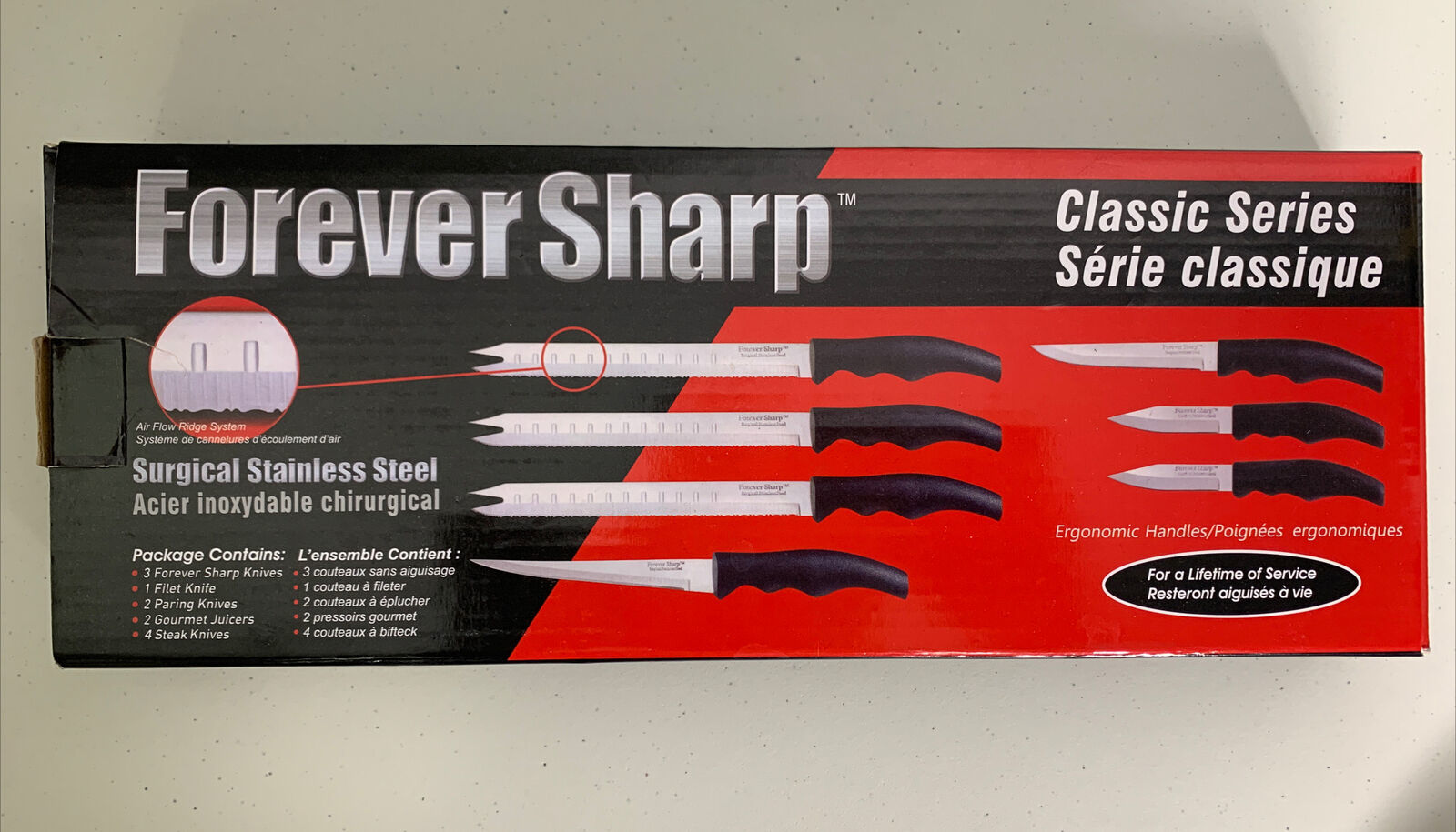 Forever Sharp Knives Classic Series Knife Set Stainless Steel Ergonomic