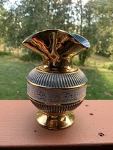 Vintage Italian N &amp; C Golden Ruffled Vase 5058 - $21.20