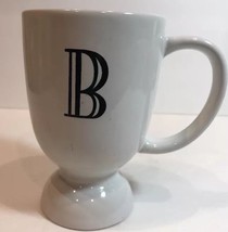 Hausenware Coffee Mug Letter Initial B Ceramic Footed Off White Monogram Tea Cup - $24.99