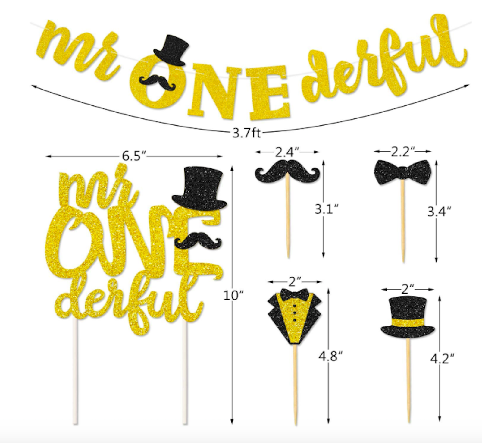 Mr Onederful 1st Birthday Decorations Cake Topper Banner ...