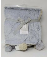 Just Born Baby Plush Blanket with PomPoms, Color: Grey - $29.99
