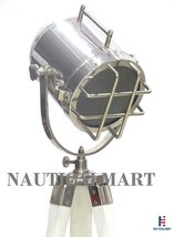 39" Nautical Marine Antique Look Designer Search Light W/White Wooden Tripod