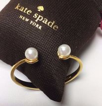 Kate Spade Dainty Sparklers Gold Tone Pearl Hinged Cuff Bracelet W/ KS D... - $38.99