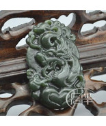 Free Shipping - Chinese Natural black green Dragon jadeite jade  charm P... - $19.99