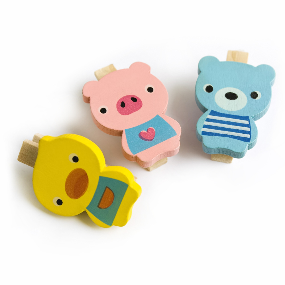 [Smile Animals-B] Wooden Clips / Wooden Clamps / Mini Clips