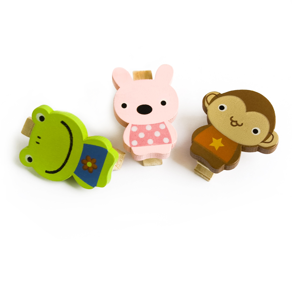 [Smile Animals-C] Wooden Clips / Wooden Clamps / Mini Clips