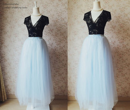 Women 4-layered Full Tulle Skirt High Waist Floor Length Tulle Skirt (US0-US30)