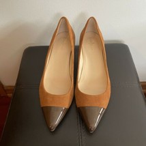 COLE HAAN  Women&#39;s Two-tones Pumps Camel Brown Suede Patent Leather Heel... - $36.62