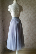 LIGHT GRAY Midi Length Tulle Skirt Tulle Midi Skirt Plus Size Gray Party Skirts image 6