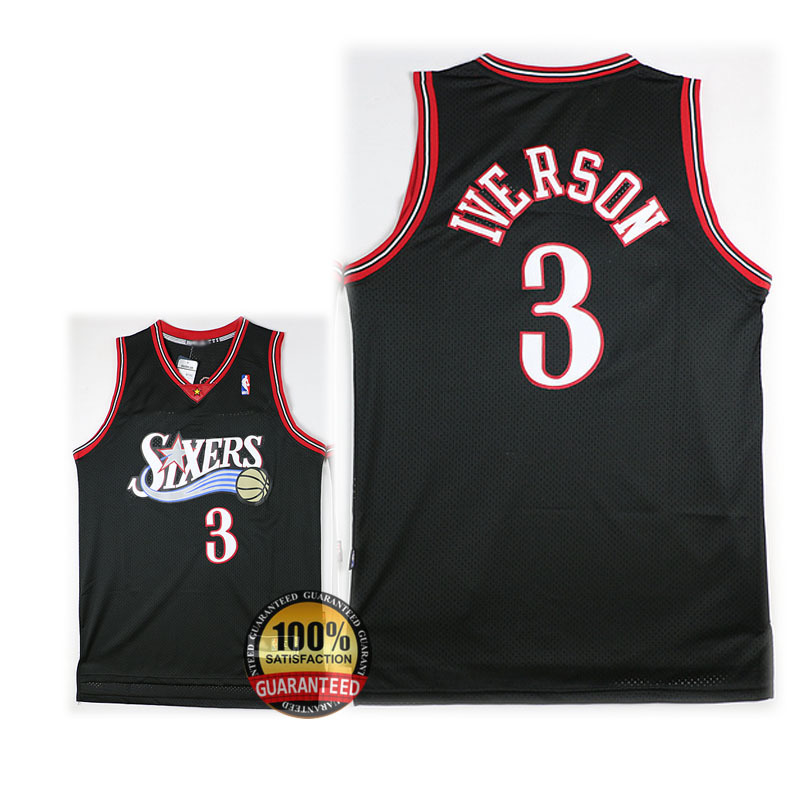 Philadelphia 76ers Allen Iverson #3 Black “ Sixers ” Classis Basketball ...
