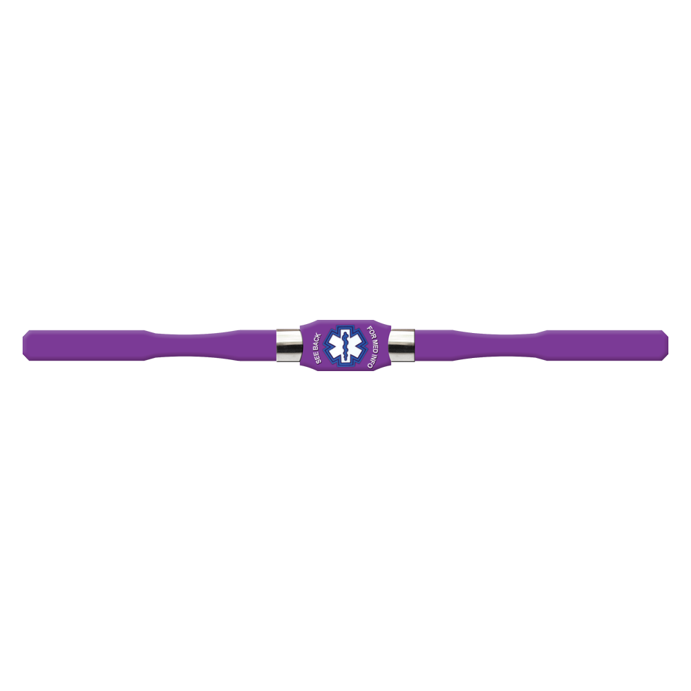 Waterproof ELITE USB Medical Alert ID Bracelet, 2 GB USB (Purple